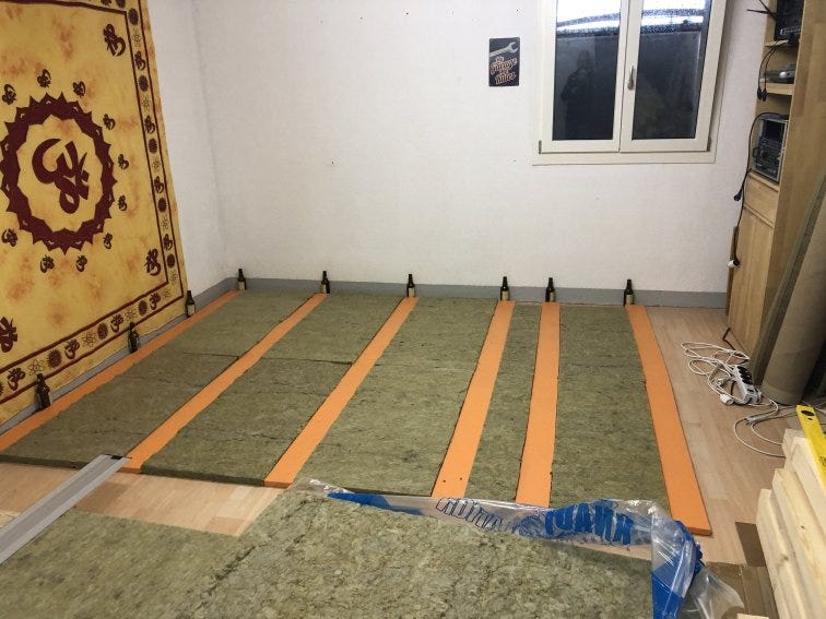 First layer of Sylomer and rock wool
